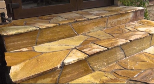 Плитняк златолит жёлтый золотистый для отмостки купить в Москве